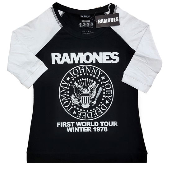 Cover for Ramones · Ramones Ladies Raglan T-Shirt: First World Tour 1978 (XXXX-Large) (T-shirt) [Black, White - Ladies edition]