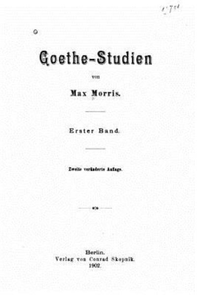 Cover for Max Morris · GoetheStudien (Paperback Book) (2016)