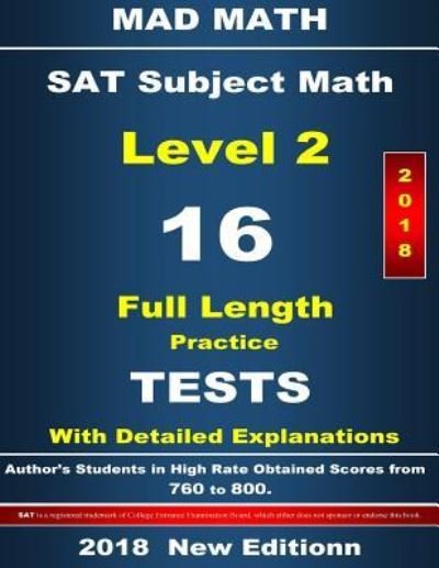 Cover for John Su · 2018 SAT Math Level II 16 Tests (Pocketbok) (2018)