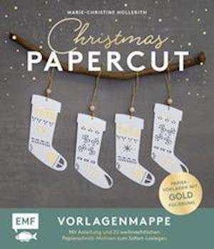 Cover for Marie-Christine Hollerith · Set : Christmas Papercut - Die Vorlagenmappe mit Anleitung und 20 weihnachtlichen Papierschnitt-Motiven zum Sofort-Loslegen (Paperback Bog) (2021)