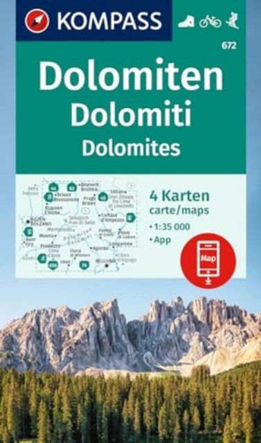 Cover for Mair-Dumont / Kompass · Kompass Wanderkarte: Dolomiten - Dolomites, Kompass Wandern, Rad &amp; Skitouren 672 (Hardcover Book) (2024)