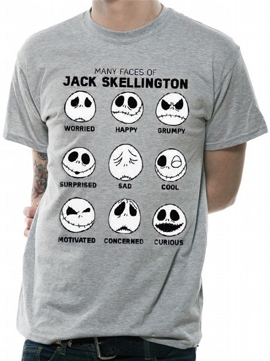 Cover for Nightmare Before Christmas · T-shirt (Unisex-l) Many Faces of Jack (Grey) (MERCH)