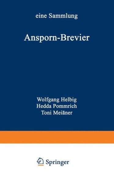Cover for Helbig, Wolfgang, Pas · Ansporn-Brevier (Taschenbuch) [Softcover Reprint of the Original 1st 1972 edition] (2012)