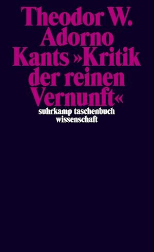 Cover for Theodor W. Adorno · Kants »Kritik der reinen Vernunft« (1959) (Paperback Book) (2022)