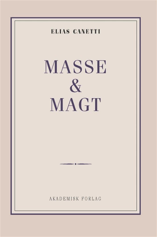 Masse og magt - Elias Canetti - Böcker - Akademisk Forlag - 9788750052685 - 1 oktober 2019