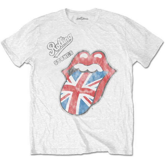Cover for The Rolling Stones · The Rolling Stones Unisex T-Shirt: Vintage British Tongue (Soft Hand Inks / Retail Pack) (T-shirt) [size L] [White - Unisex edition]