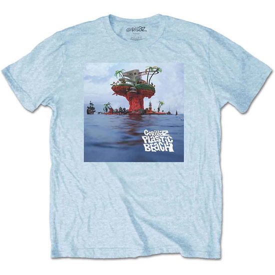 Cover for Gorillaz · Gorillaz Unisex T-Shirt: Plastic Beach (Light Blue) (T-shirt) [size M] [Blue - Unisex edition] (2021)