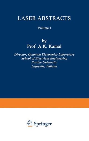 Cover for Ahmad K. Kamal · Laser Abstracts: Volume 1 (Paperback Bog) [Softcover reprint of the original 1st ed. 1964 edition] (2012)