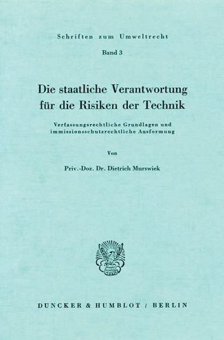 Cover for Murswiek · Die staatliche Verantwortung f (Book) (1985)