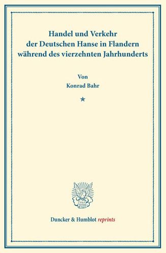 Cover for Bahr · Handel und Verkehr der Deutschen H (Book) (2013)