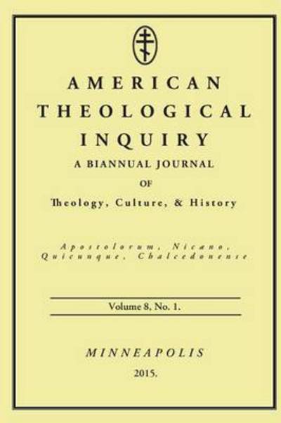 Cover for Gannon Murphy · American Theological Inquiry, Volume Eight, Issue One (Paperback Book) (2015)