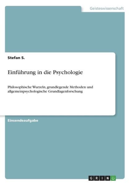 Cover for S. · Einführung in die Psychologie (Book)