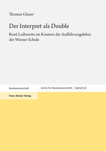 Cover for Glaser · Der Interpret als Double (Book) (2020)