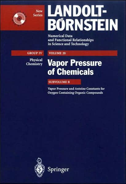 Cover for Trc · Vapor Pressure and Antoine Constants for Oxygen Containing Organic Compounds (Hardcover Book) (2000)