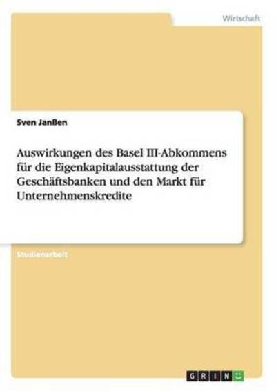 Cover for Janßen · Auswirkungen des Basel III-Abkom (Book) (2016)