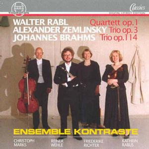 Quartet for Violin Cello Clarinet & Piano Op 1 - Rabl / Zemlinsky / Brahms / Ensemble Kontraste - Musique - THOR - 4003913123688 - 1 avril 1999