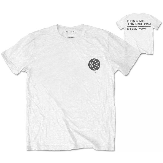 Bring Me The Horizon Unisex T-Shirt: Distorted (Back Print) - Bring Me The Horizon - Produtos - Bravado - 5055979910688 - 
