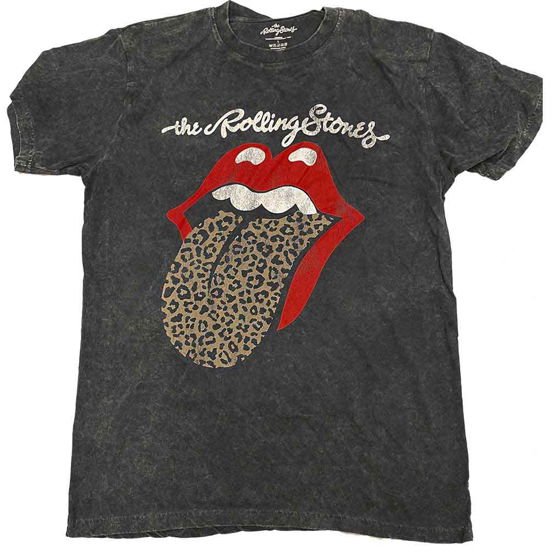 Cover for The Rolling Stones · The Rolling Stones Unisex T-Shirt: Leopard Tongue (Wash Collection) (T-shirt) [size L]