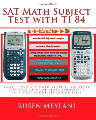 Cover for Rusen Meylani · Sat Math Subject Test with Ti 84: Advanced Graphing Calculator Techniques for the Sat Math Level 1 and Level 2 Subject Tests (Pocketbok) (2010)