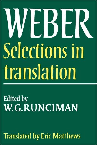 Cover for Max Weber · Max Weber: Selections in Translation (Taschenbuch) (1978)