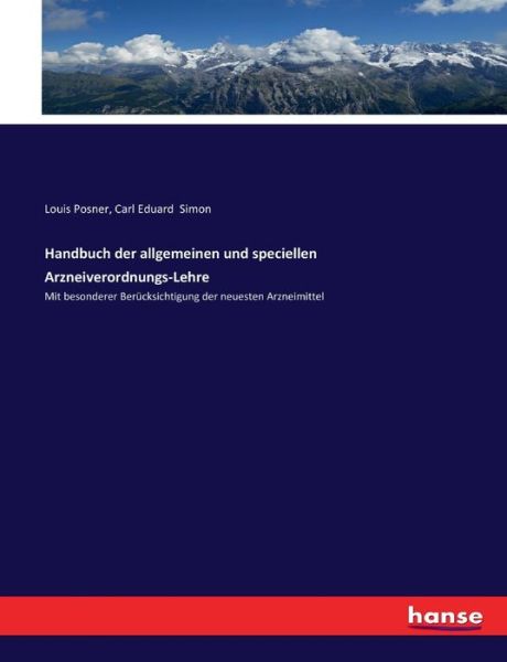 Cover for Posner · Handbuch der allgemeinen und spe (Book) (2017)