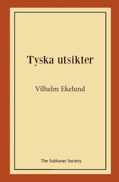 Cover for Vilhelm Ekelund · Tyska utsikter (Paperback Book) (2020)