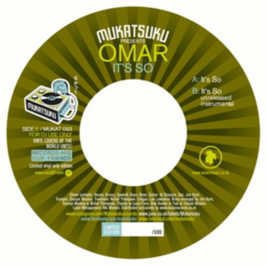 Cover for Omar · It's So (LP) [Ltd. Hand Numbered 7 edition] (2024)