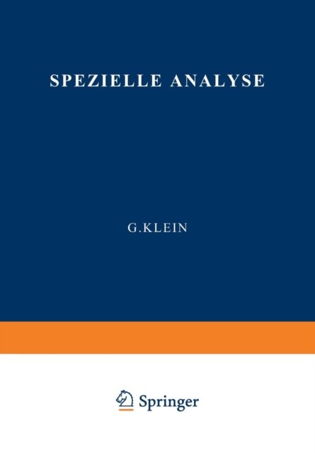 Cover for M K Bergmann · Spezielle Analyse (Taschenbuch) [Softcover Reprint of the Original 1st 1933 edition] (1933)