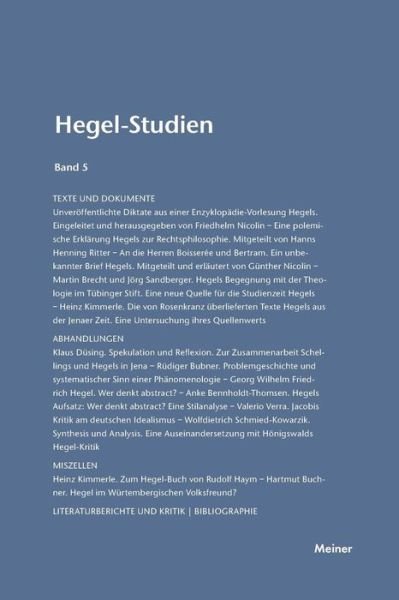 Cover for Otto Poeggeler · Hegel-Studien / Hegel-Studien Band 5 (Pocketbok) (1969)