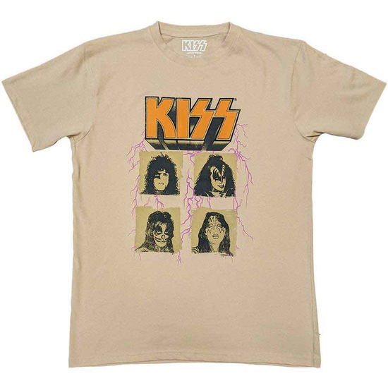 KISS Unisex T-Shirt: Lightning Photo (Sand) - Kiss - Merchandise -  - 5056561053691 - October 7, 2022