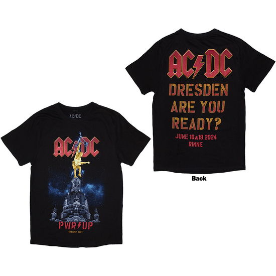 Cover for AC/DC · AC/DC Ladies T-Shirt: PWR-UP Dresden '24 (Black) (Back Print &amp; Ex-Tour) (T-shirt) [size S] (2024)