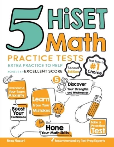 Cover for Reza Nazari · 5 HiSET Math Practice Tests (Paperback Book) (2020)