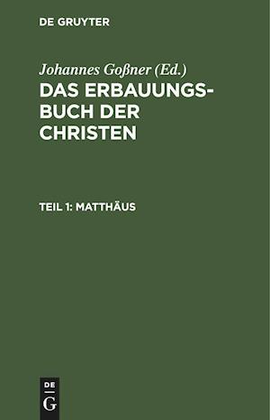 Cover for Johannes Goßner · Matthäus (Book) (1901)