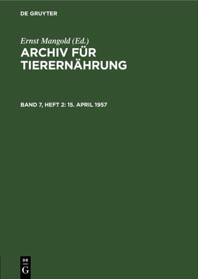 Cover for Akademie der Akademie der Landwirtschaftswissenschaften der Deutschen Demokratischen Republik · 15. April 1957 (Book) (1958)