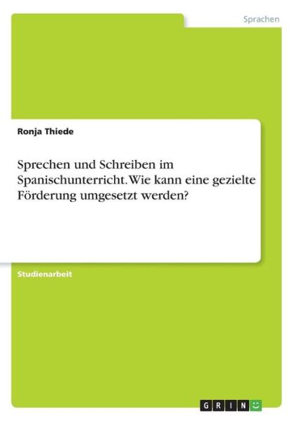 Cover for Thiede · Sprechen und Schreiben im Spanis (Book)