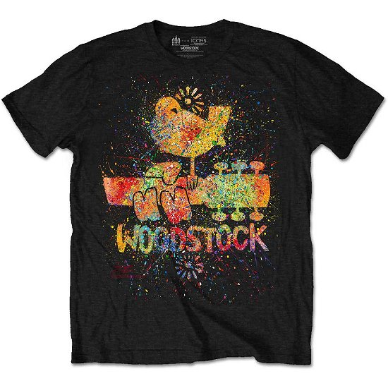 Woodstock Unisex T-Shirt: Splatter - Woodstock - Fanituote - MERCHANDISE - 5055979969693 - perjantai 20. joulukuuta 2019