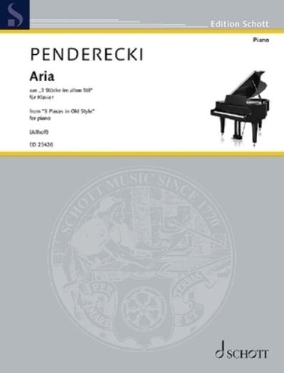 Cover for Krzysztof Penderecki · Aria from &quot;three Pieces in Old Style&quot; (Paperback Book) (2020)