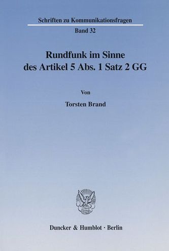 Cover for Brand · Rundfunk im Sinne des Artikel 5 A (Book) (2002)