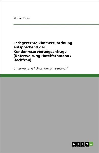 Cover for Trost · Fachgerechte Zimmerzuordnung ents (Book) [German edition] (2013)