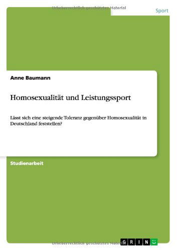 Cover for Baumann · Homosexualität und Leistungsspo (Buch) [German edition] (2013)