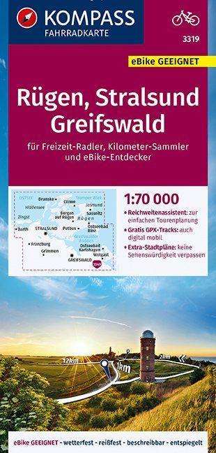 Cover for Mair-Dumont / Kompass · Kompass Fahrradkarte: Kompass Fahrradkarte 3319: Rügen, Stralsund, Freifswald (Inbunden Bok) (2020)