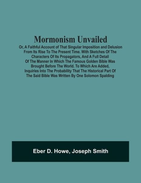 Cover for Eber D Howe · Mormonism Unvailed (Pocketbok) (2021)