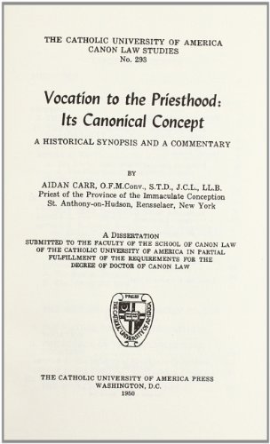 Cover for Carr · Vocation to the Priesthood: Its Canonical Concept (1950) (Canon Law Dissertations) (Inbunden Bok) (2013)
