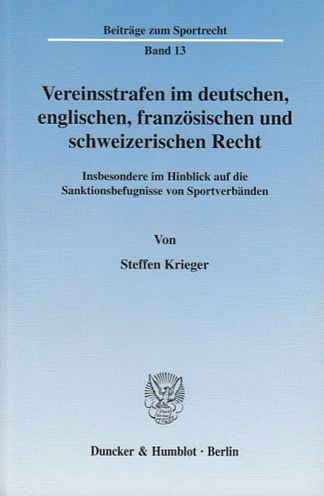 Cover for Krieger · Vereinsstrafen im deutschen, en (Book) (2003)