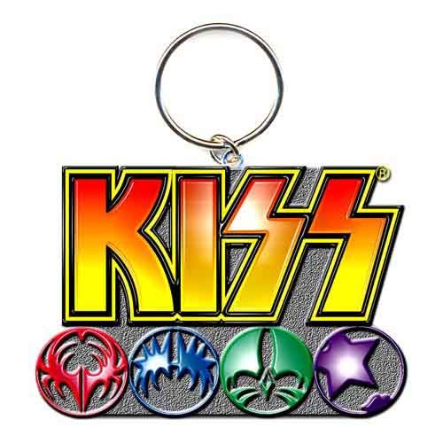 KISS Keychain: Logo & Icons (Enamel In-fill) - Kiss - Merchandise - Epic Rights - 5055295301696 - October 21, 2014