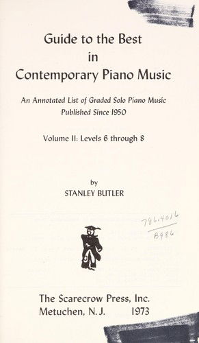 Cover for Butler · Guide to Best Contemp Piano M CB (Book) (1995)