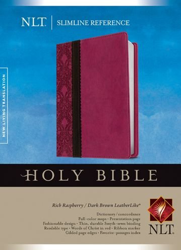 Cover for Tyndale House Publishers · NLT Slimline Reference Bible Raspberry / Dark Brown (Lederbuch) [Raspberry/Chocolate Imitation] (2015)