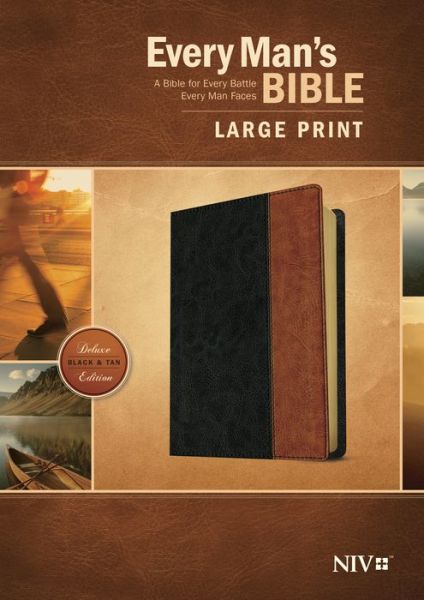 Cover for Dean Merrill · NIV Every Man's Bible Large Print Tutone Onyx / Black (Leather Book) [Large type / large print edition] [Black/Tan Imitation] (2015)