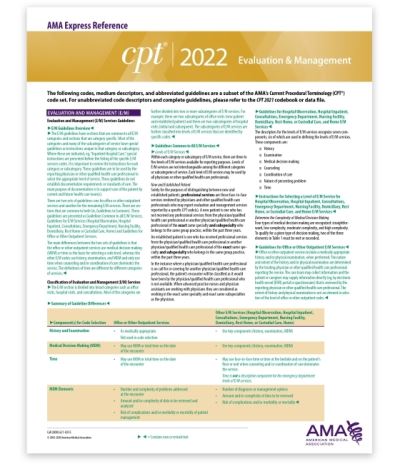 Cover for American Medical Association · CPT Express Reference Coding Card 2022: Evaluation and Management (Map) (2021)