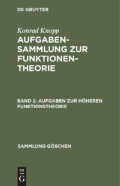 Cover for Konrad Knopp · Aufgaben zur hoeheren Funktionstheorie (Hardcover Book) (1959)